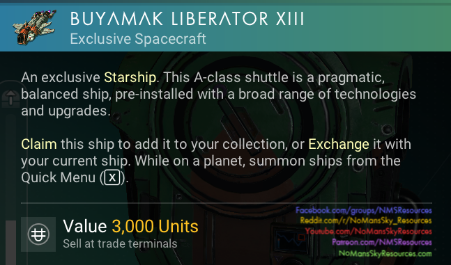 Buyamak Liberator XIII | No Man's Sky Resources